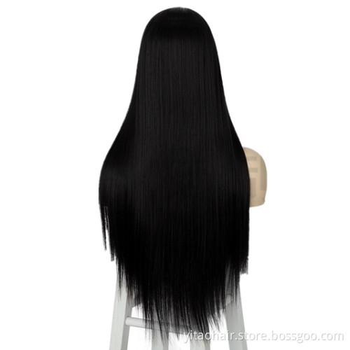 New Arrival wholesale price natural black Synthetic Hair lace Wigs With Colorful  Pre-Plucked Big Factory Stock